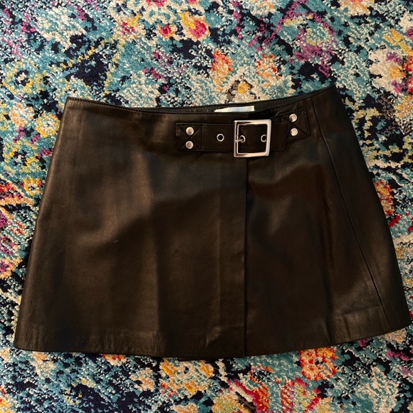Vintage Dresses & Skirts - Vintage 100% Leather Moto Wrap Skirt